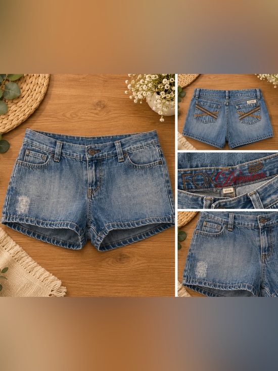 Fox Pants - FOX Denim Women’s Low Rise Jean Shorts Size 11 Distressed Preloved